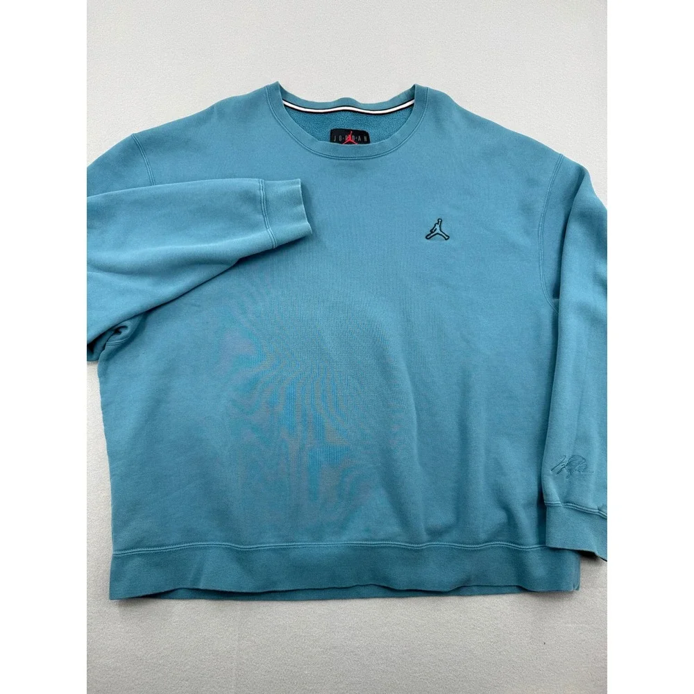 Jordan Mens Essentials Fleece‎ Crewneck Sweatshirt Teal Blue 3XL Jumpman Logo